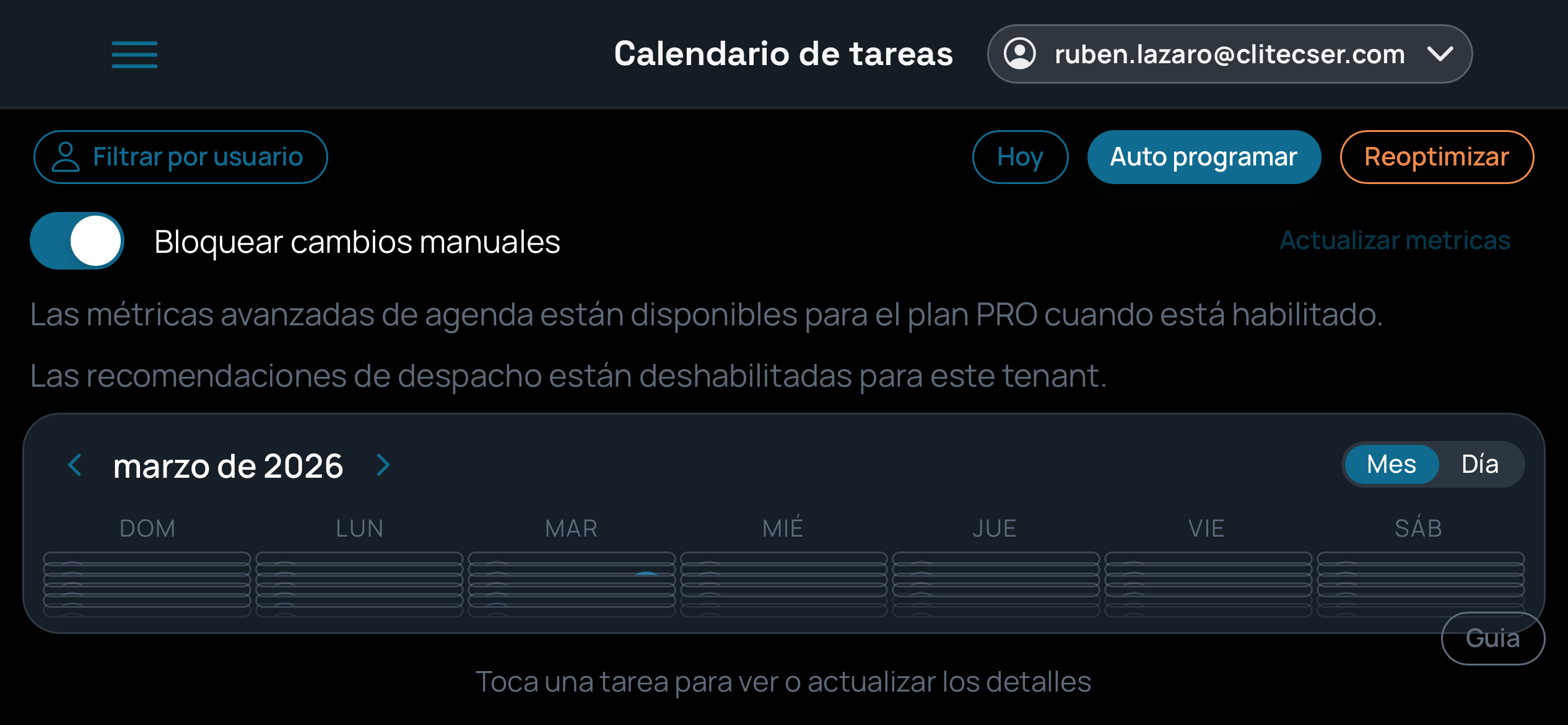AiboTask operational calendar for tasks and dispatch